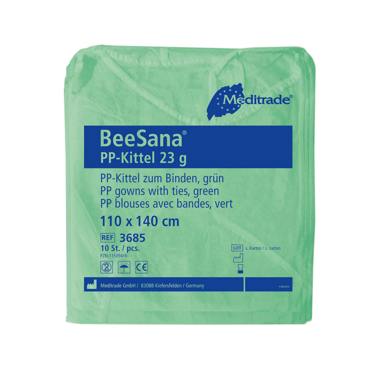BeeSana® PP-Kittel 23 g – Einweg-Schutzkittel für Praxis und Pflege – 10 Stück