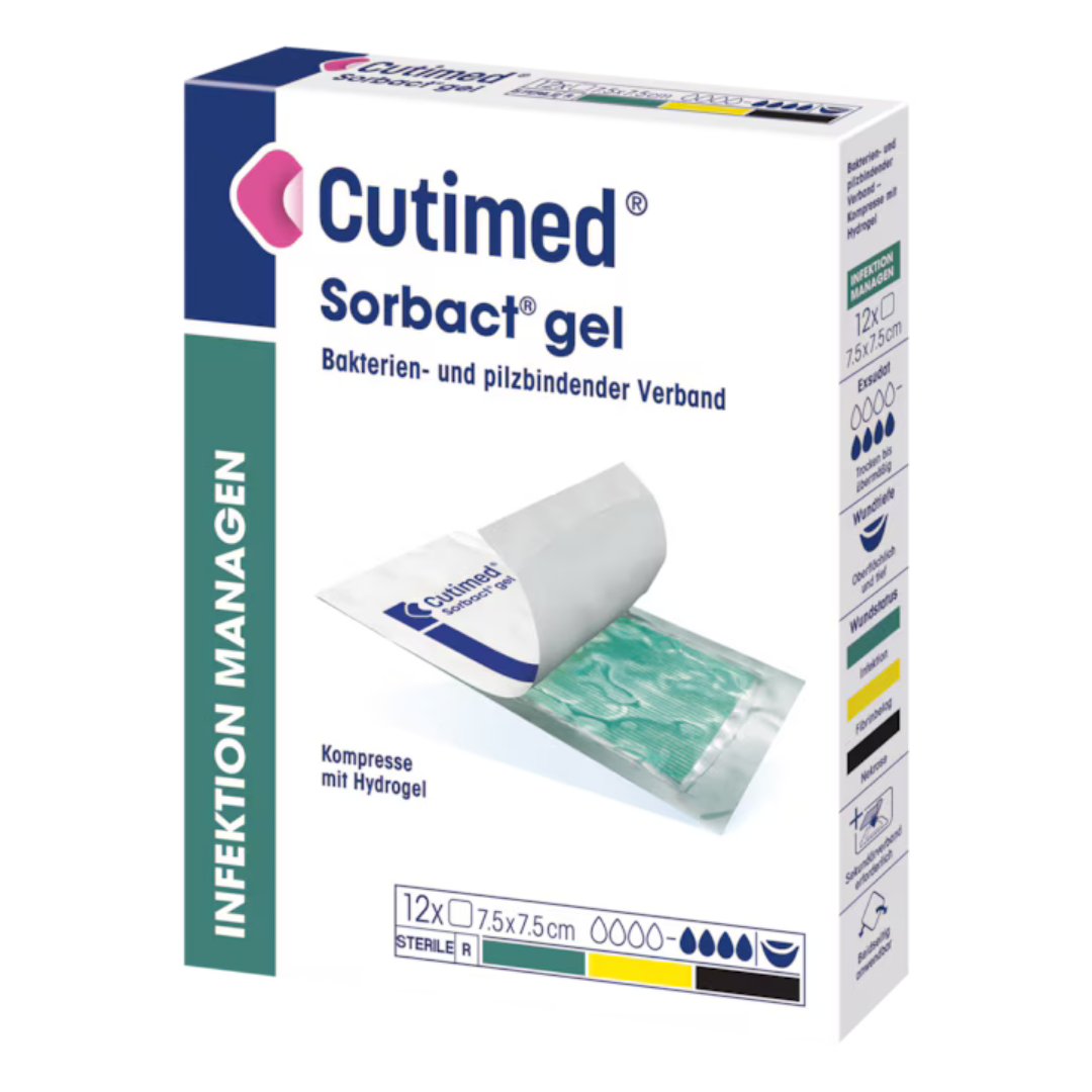 Cutimed® Sorbact® Gel – hydrogelgetränkte, keimreduzierende Wundauflage, steril