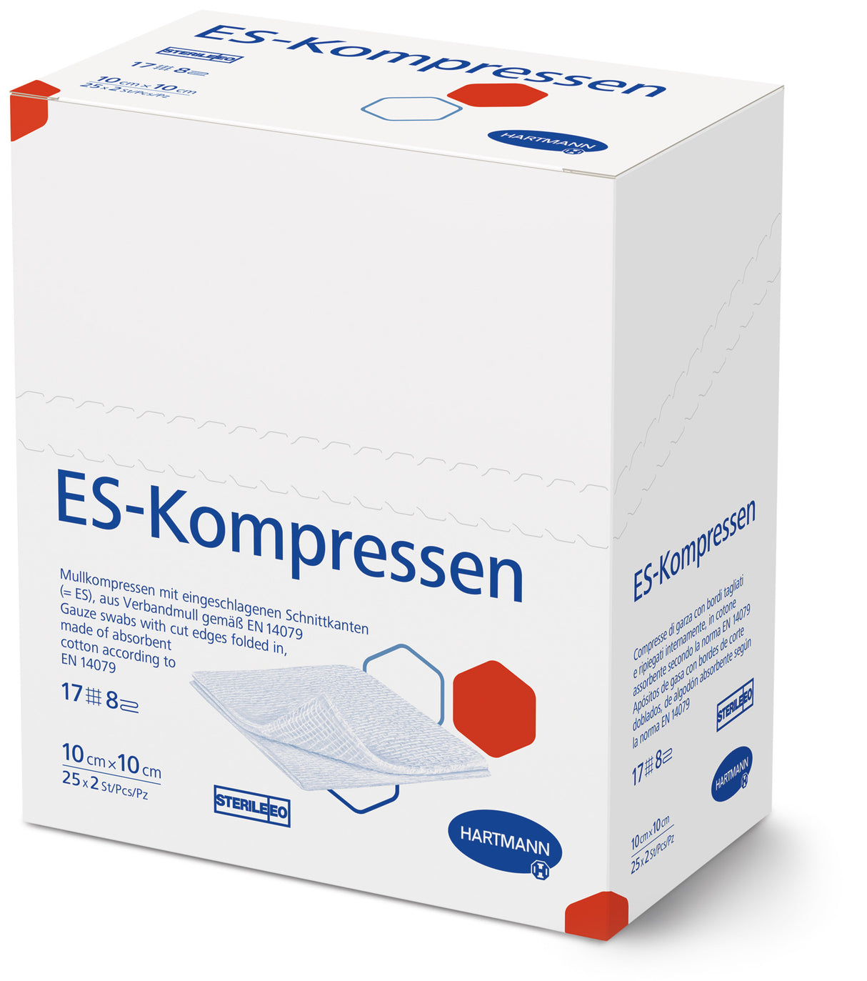 Hartmann ES-Kompressen 8fach Größe 10x10 cm Verpackung mit 25x2 Stück