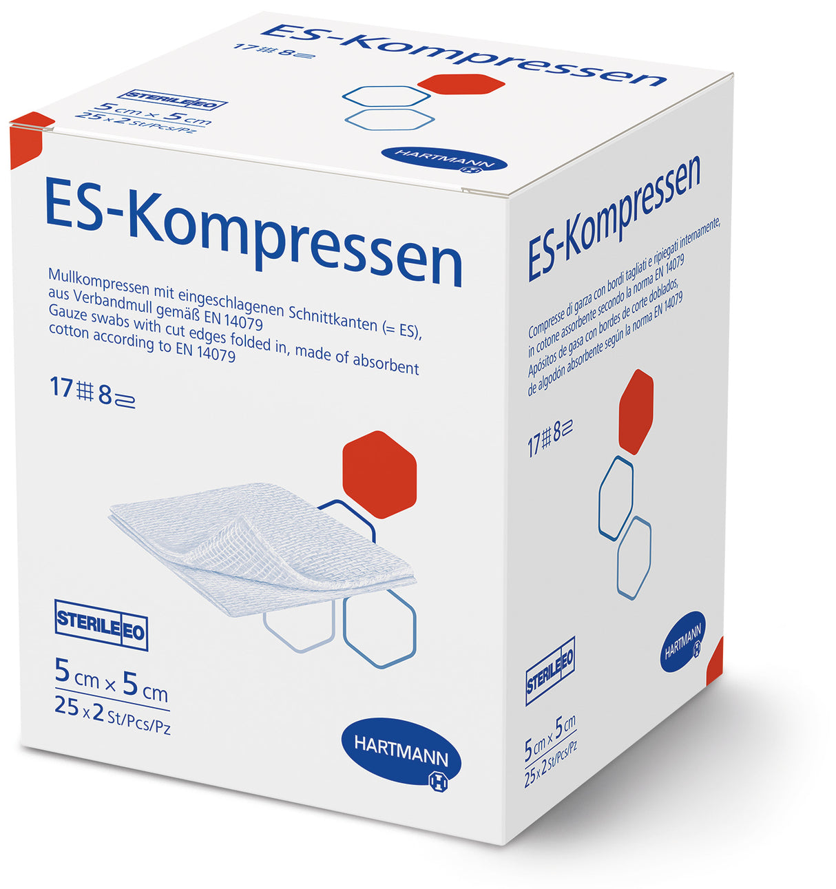 Hartmann ES-Kompressen 8fach Größe 5x5 cm Verpackung mit 25x2 Stück
