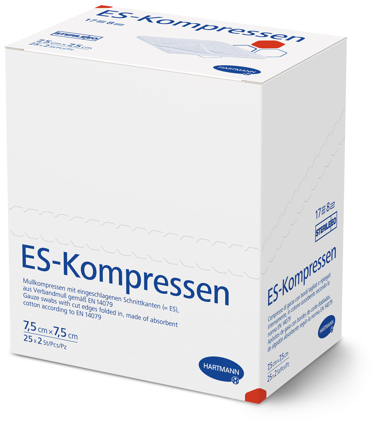 Hartmann ES-Kompressen 8fach Größe 7,5 x 7,5 cm Verpackung mit 25x2 Stück