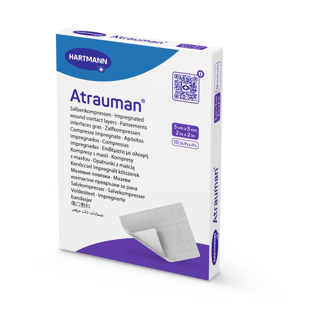 Kleine Atrauman Salbenkompresse steril für Schnittwunden, 5 x 5 cm, 10 Stück