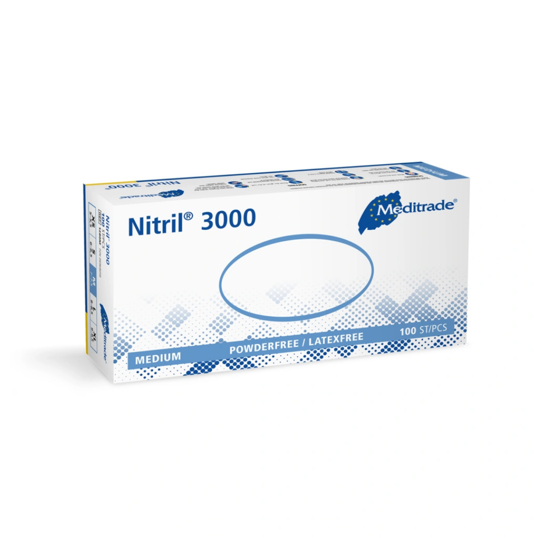 Meditrade Nitril 3000 1280 Einmalhandschuhe weiß puderfrei – 100 Stück Packung