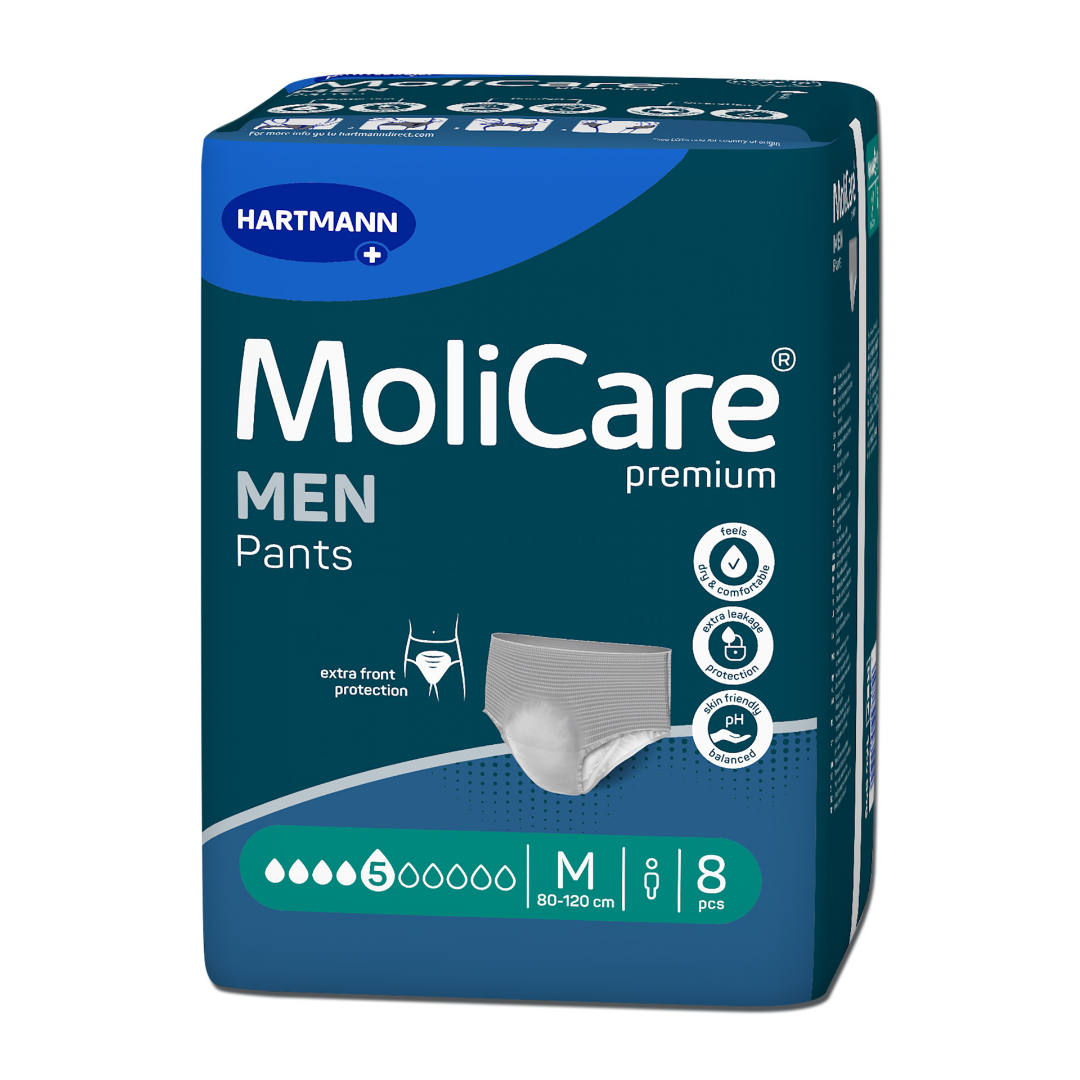 MoliCare Premium MEN Pants 5 Tropfen Größe M Packung – Anatomische Inkontinenz-Unterwäsche für Männer
