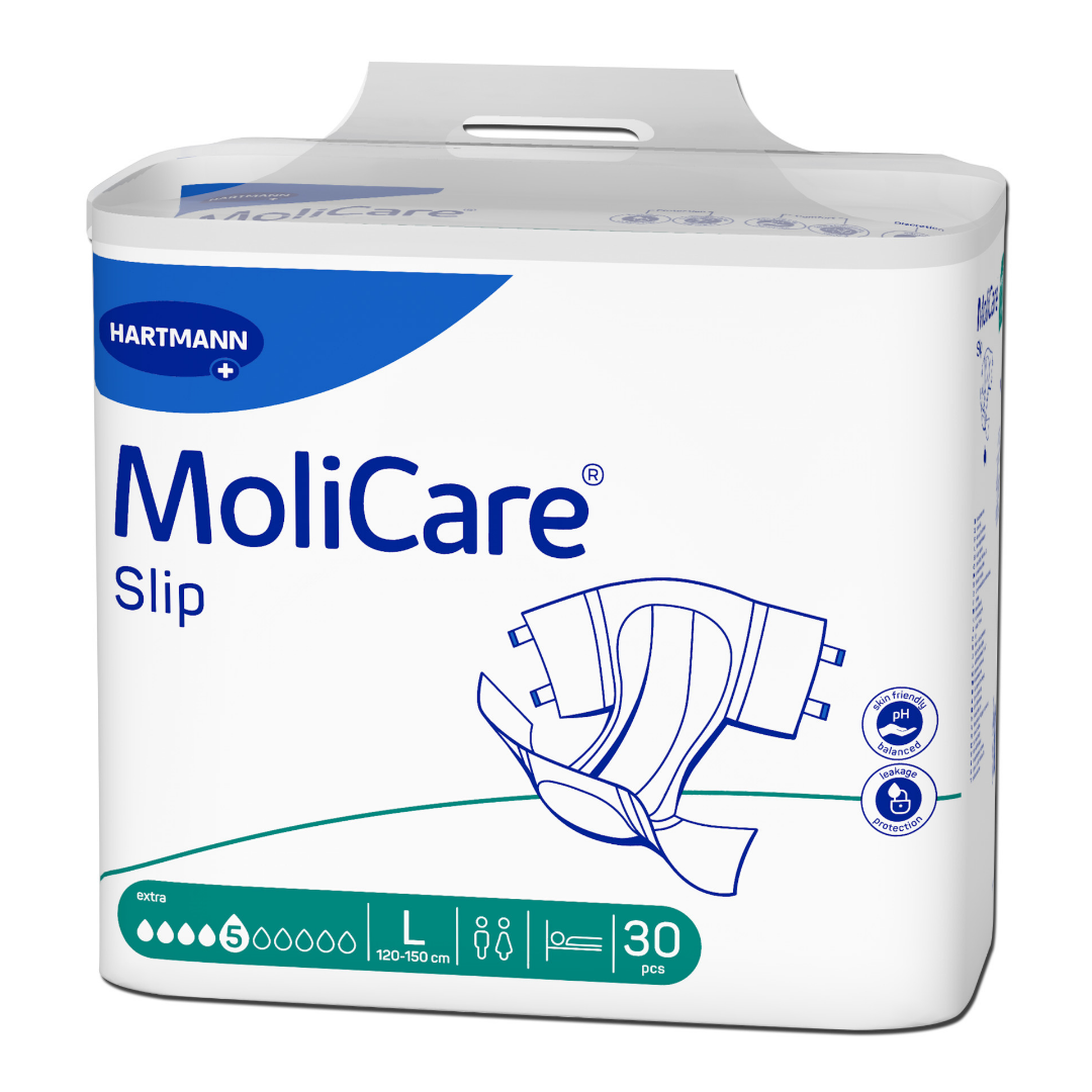 MoliCare® Slip extra 5 Tropfen Größe L –Hüftumfang 120–150 cm, 30 Stück