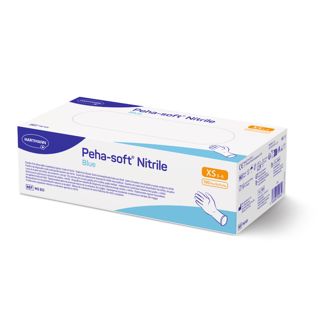 Peha-soft Nitrile blue Untersuchungshandschuhe, unsteril, Größe XS, Packung mit 100 Stück