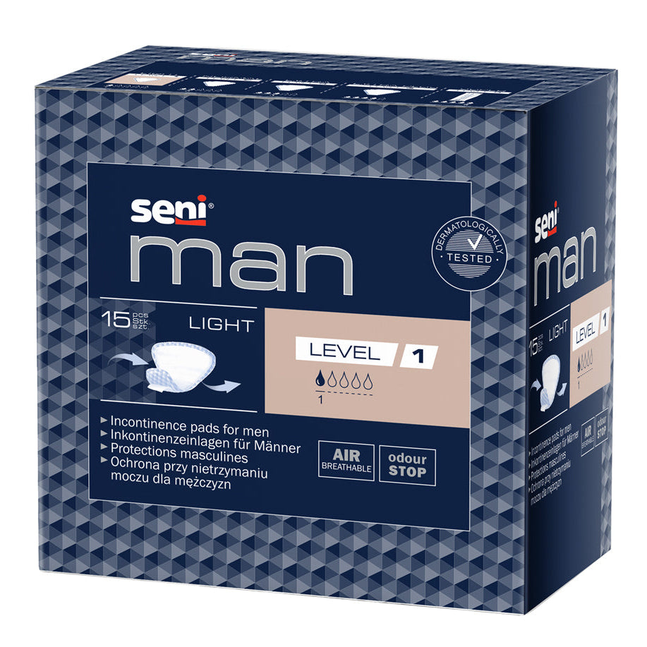 Seni Man Light Level 1 Herreneinlagen 15 Stück 150ml sehr leichte Inkontinenz bei Männern