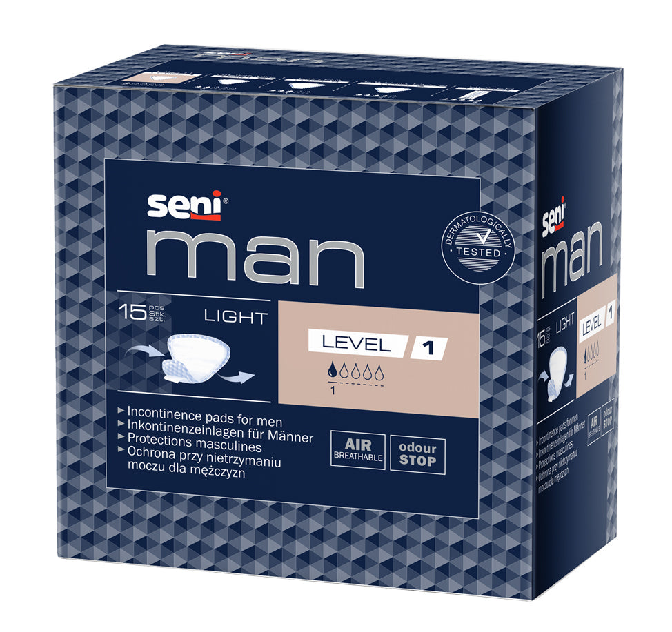 Seni Man Light Level 1 Herreneinlagen 15 Stück 150ml sehr leichte Inkontinenz bei Männern