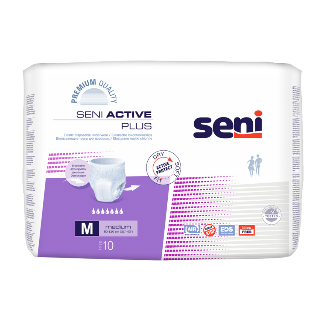 SENI Active Plus Medium Inkontinenzpants 2000ml 10 Stück 80-110cm für mittlere bis schwere Inkontinenz bei KRB Homecare