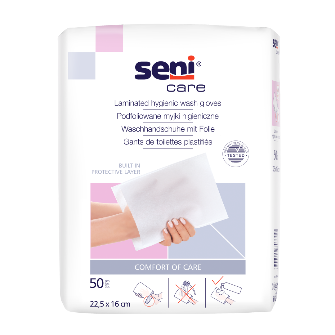 Seni Care Waschhandschuhe mit Folie