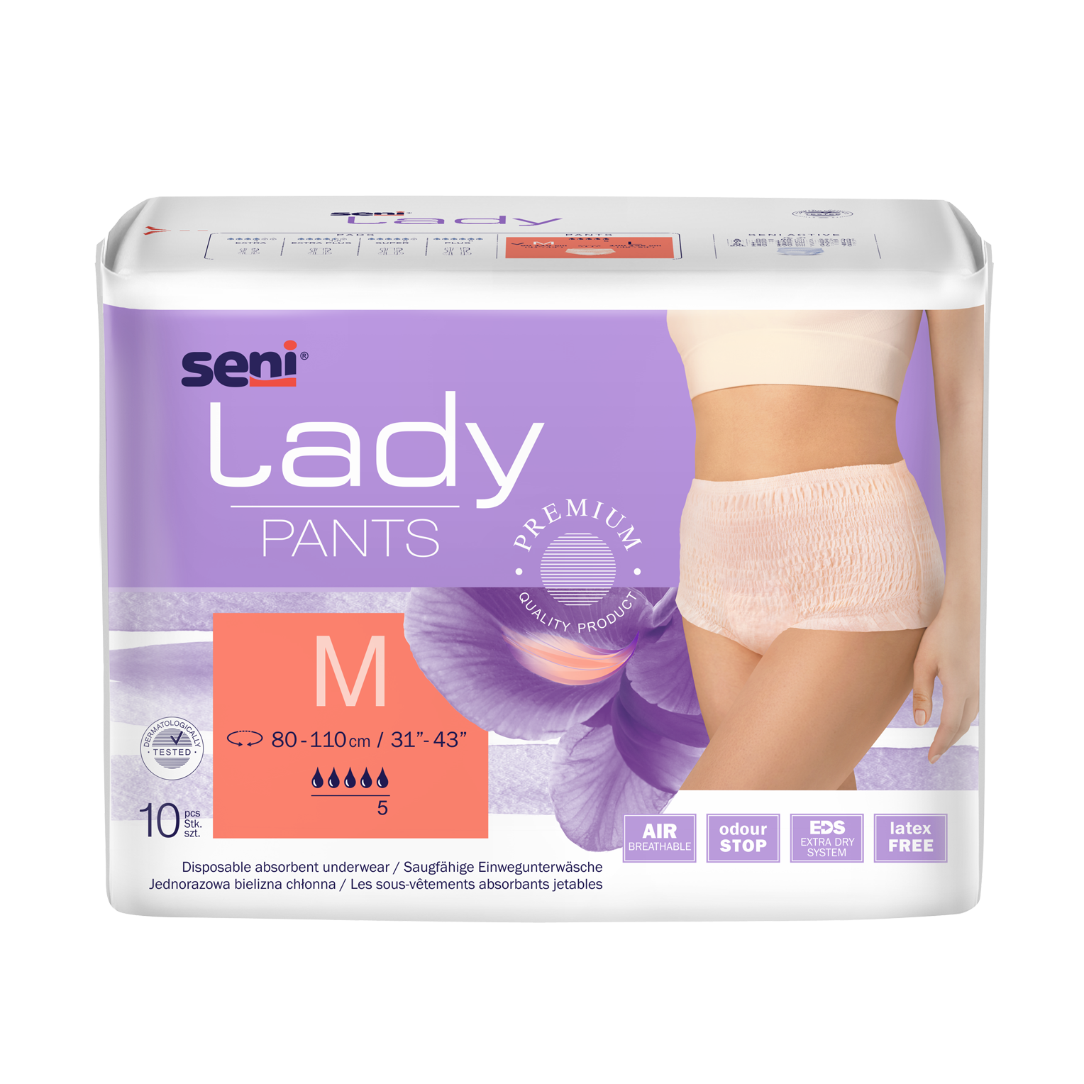 Seni Lady Pants Medium Einmalhosen 10 Stück Hüftumfang 80-110cm diskrete Inkontinenzhosen