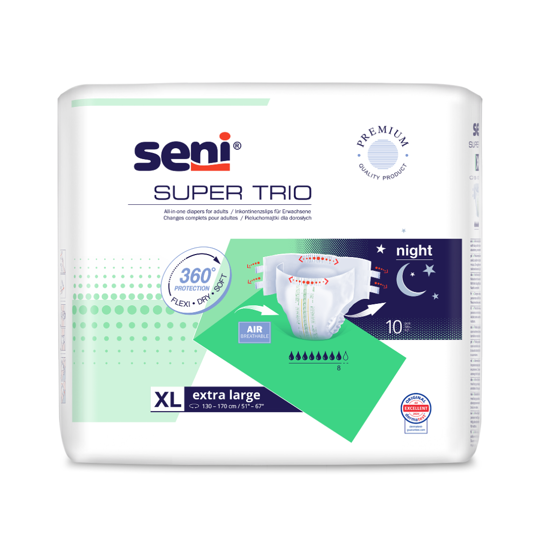 Seni Super Trio Large Inkontinenzhosen 10 Stück NEU - Saugstärke 3400ml für 100-150cm Hüftumfang