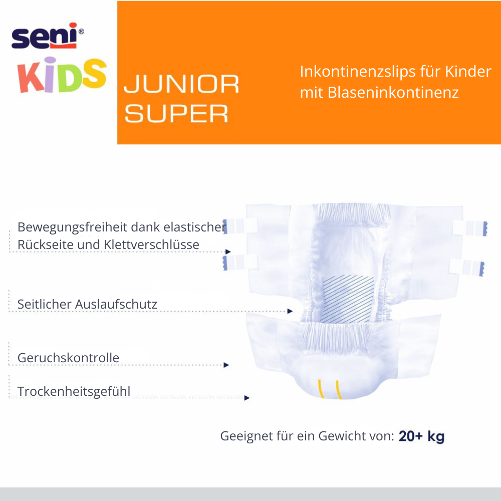 Seni Kids Junior Super Inkontinenzslips für Kinder | Packung (30 Stück)
