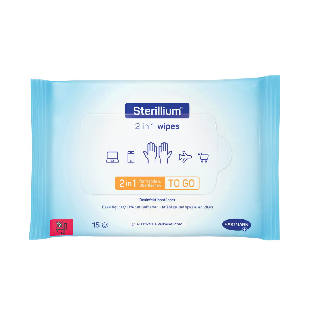 Sterillium 2-in-1 Wipes Packung mit 15 Desinfektionstüchern