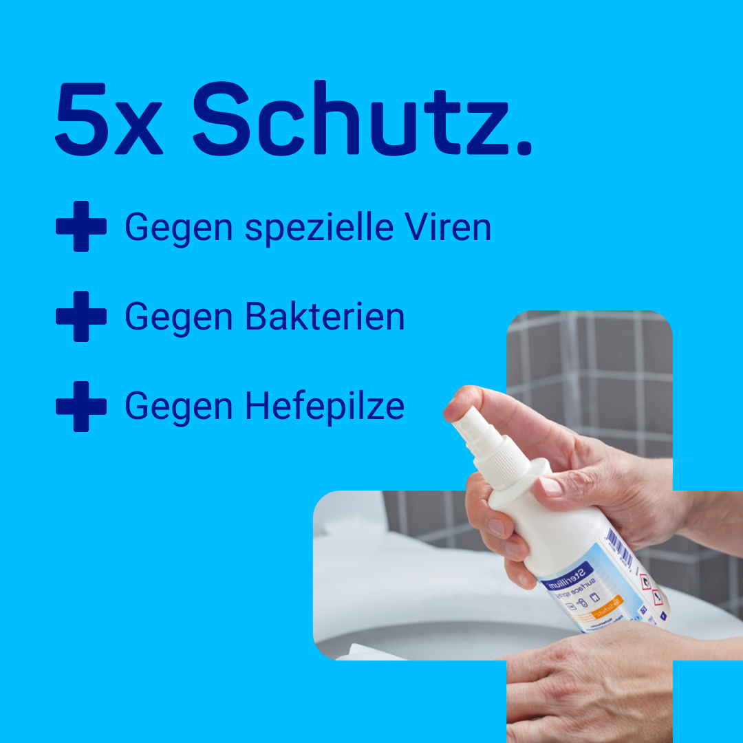 Gebrauchsfertiges Sterillium Surface Spray 250ml zur Schnelldesinfektion von alkoholbeständigen Flächen.
