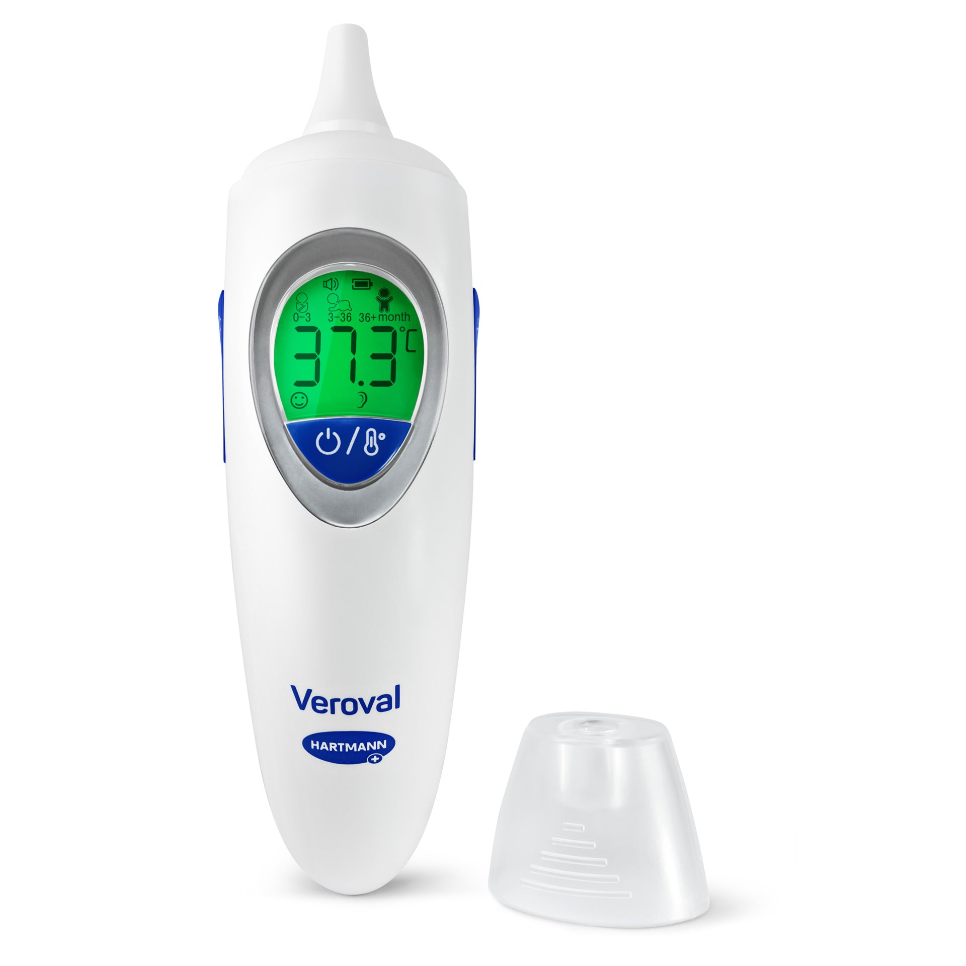 Veroval Fieberthermometer mit grünem Display - Normale Körpertemperatur unter 37,5 Grad Celsius
