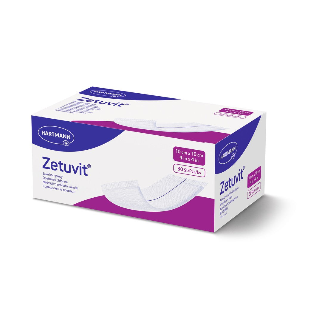 Zetuvit unsteril Saugkompresse von Hartmann, 10 x 10 cm, Faltschachtel mit 30 Stück