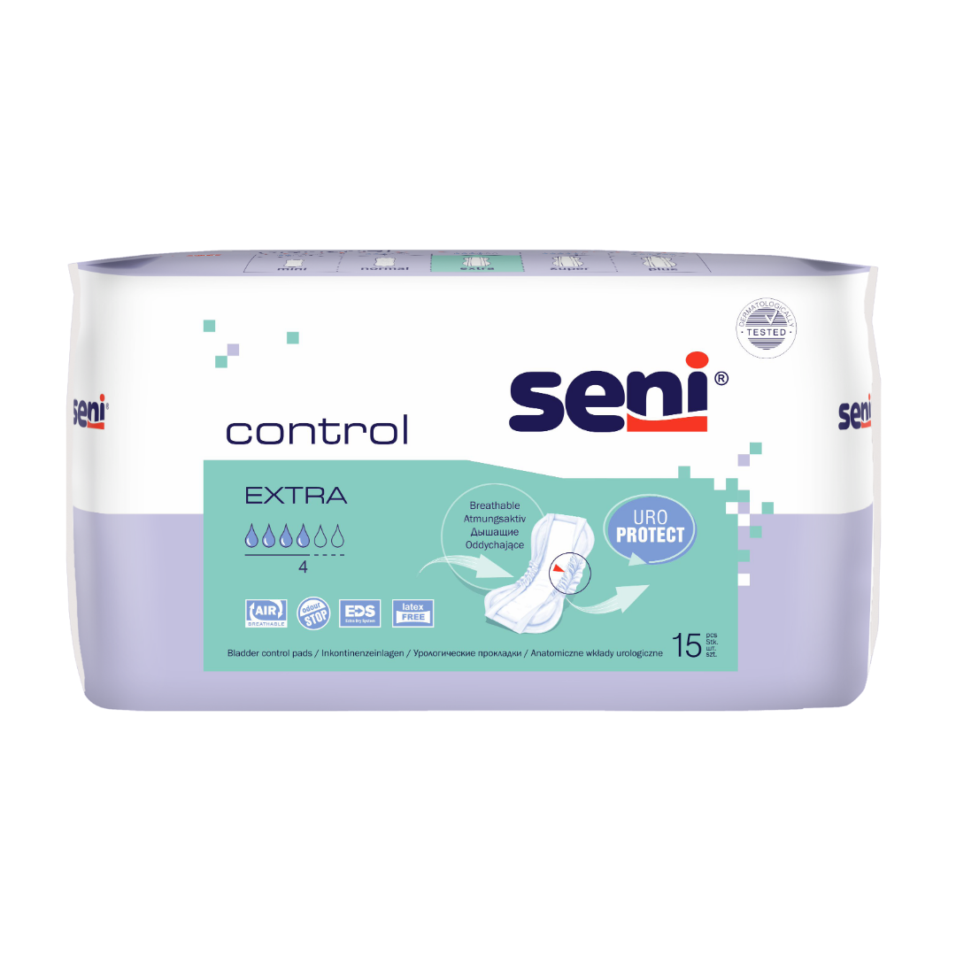 Seni Control Extra Einlagen 15 Stück 430ml erhöhte Saugkraft diskrete Inkontinenzvorlagen