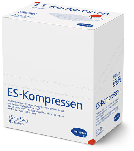 Hartmann ES-Kompressen 8fach Größe 7,5 x 7,5 cm Verpackung mit 25x2 Stück