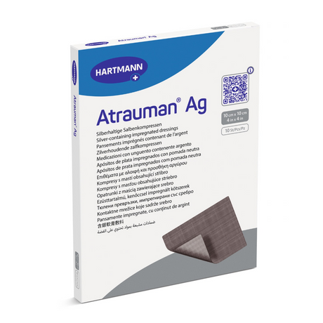 Hartmann Atrauman Ag silberhaltige Salbenkompresse 10 x 10 cm, Packung mit 10 Stück