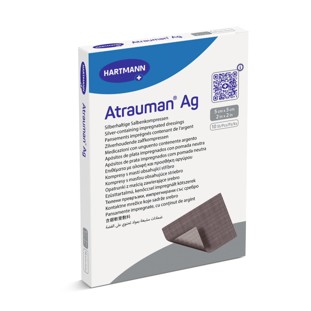 Hartmann Atrauman Ag silberhaltige Salbenkompresse 5 x 5 cm, Packung mit 10 Stück