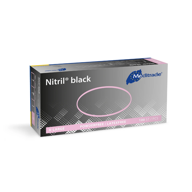 Meditrade Nitril black 1284 Einmalhandschuhe schwarz puderfrei – 100 Stück Packung