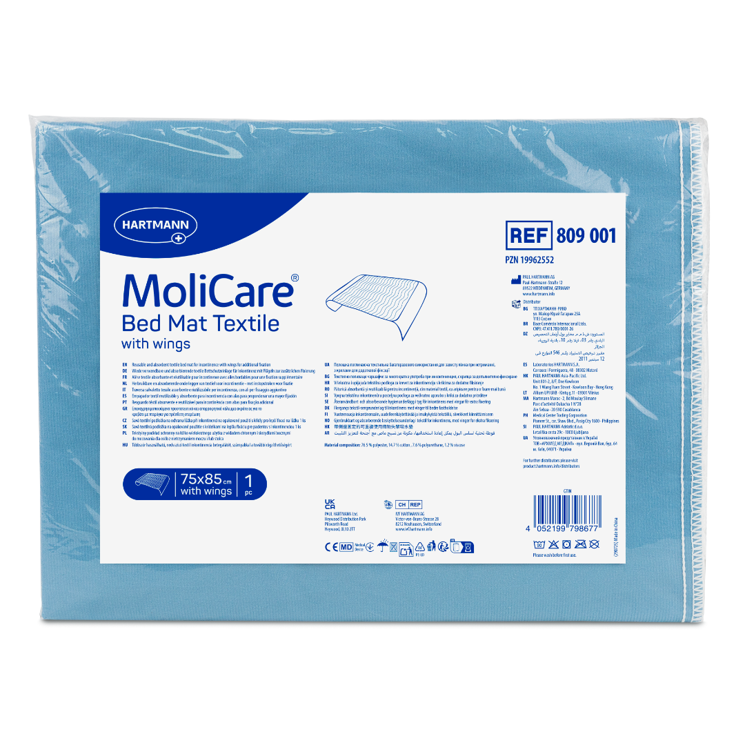 MoliCare Bed Mat Textile mit Flügel REF 809001 – Beutelverpackung 75x85 cm – Hartmann