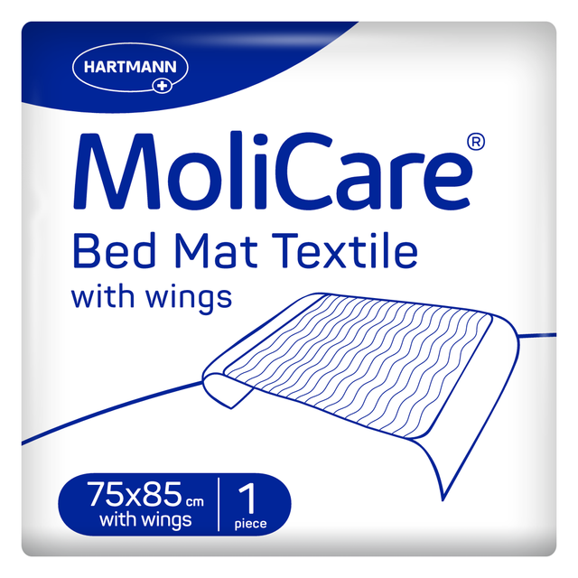 MoliCare Bed Mat Textile mit Flüegel 75x85 cm – waschbare Bettschutzeinlage 1 Stück – Hartmann