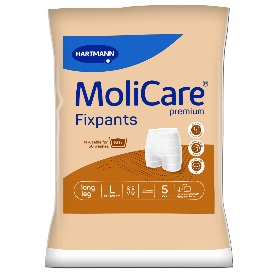 Nässeindikator durch Fixierhose sichtbar - MoliCare Premium Fixpants