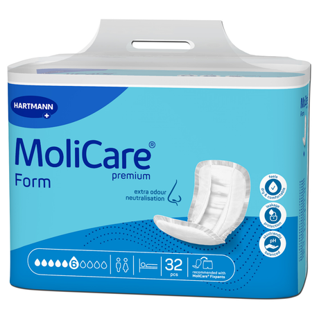 MoliCare Premium Form 6 Tropfen Inkontinenzvorlagen Packung mit 32 Stück für mittlere Inkontinenz