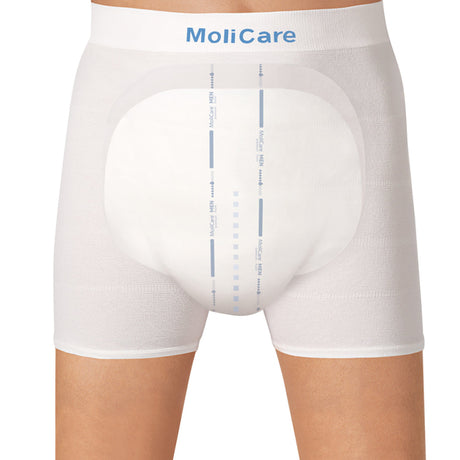 Anwendung der MoliCare Premium Form MEN 6 Tropfen Männer-Inkontinenzvorlage mit Fixierhose