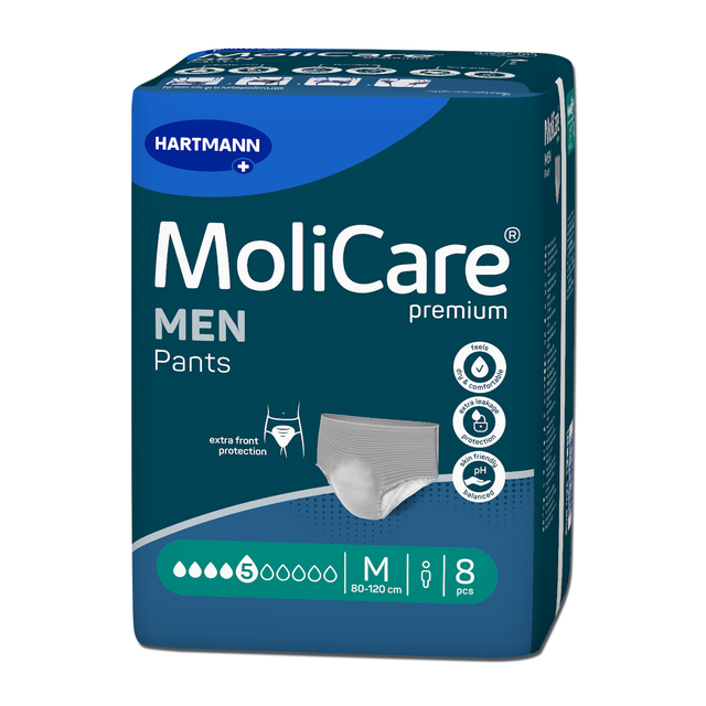 MoliCare Premium MEN Pants 5 Tropfen Größe M Packung – Anatomische Inkontinenz-Unterwäsche für Männer