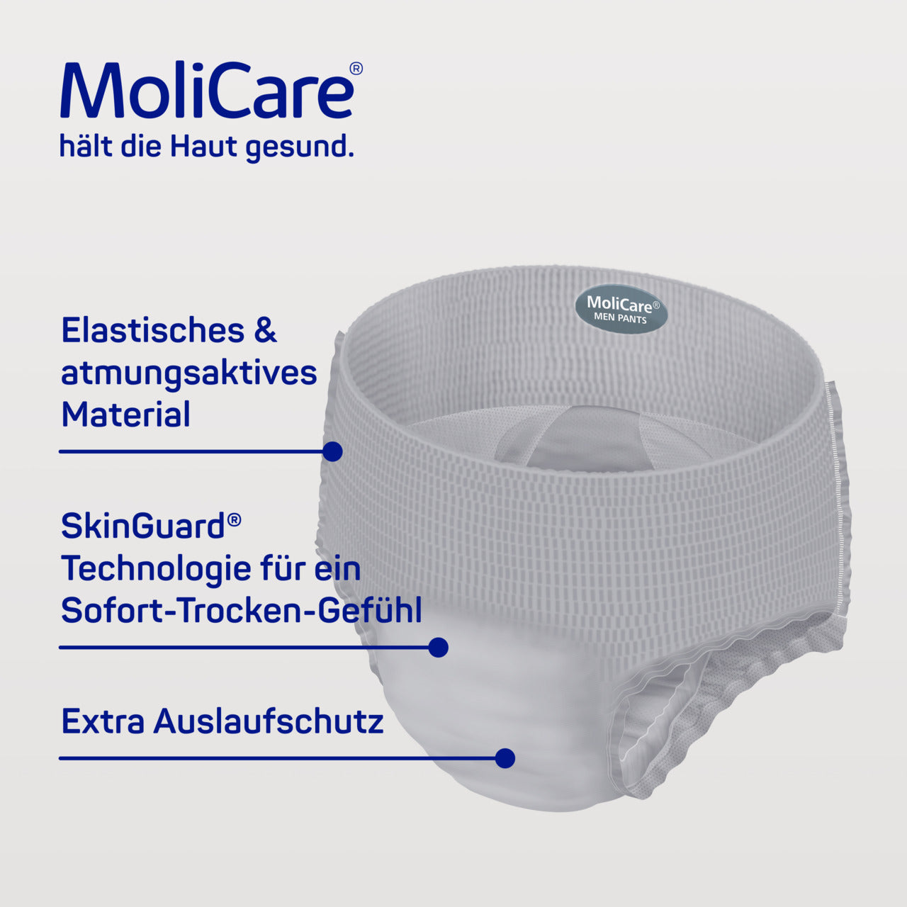 MoliCare Premium MEN Pants Produktvorteile und Saugkörper-Technologie für Männer mit Blasenschwäche
