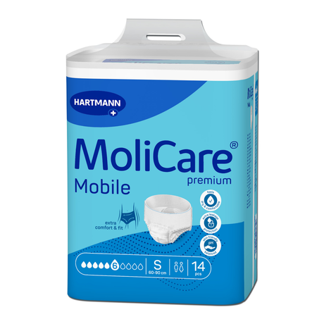 MoliCare Premium Mobile 6 Tropfen Größe S - Packung mit 14 Inkontinenzhosen für mittlere bis starke Inkontinenz