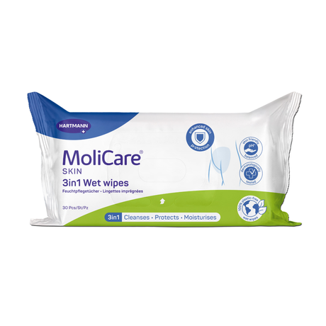 MoliCare Skin 3in1 Feuchtpflegetücher Packung 30 Stück für Inkontinenzpflege