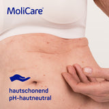 MoliCare Skin Feuchtpflegetücher mit pH-hautneutralem Schutz für empfindliche Hautareale.