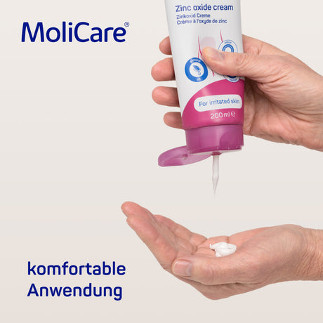 MoliCare® Skin Zinkoxidcreme Zinc oxide cream 200ml – komfortable Anwendung dank Pumpspender, für gereizte und gerötet Haut bei Inkontinenz