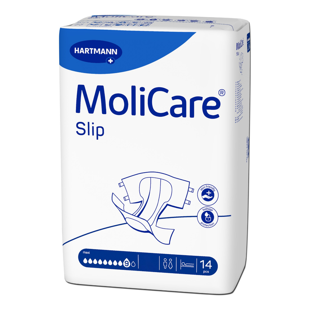 MoliCare® Slip maxi 9 Tropfen Größe S
Einweg-Erwachsenenwindeln für Männer und Frauen mit extra großen Saugkörper und PE-Außenfolie für maximalen Auslaufschutz.