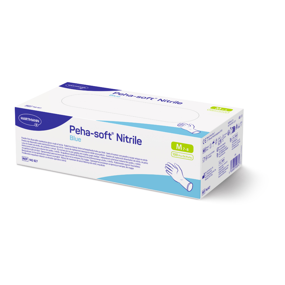 Peha-soft Nitrile blue Untersuchungshandschuhe, unsteril, Größe M, Packung mit 100 Stück