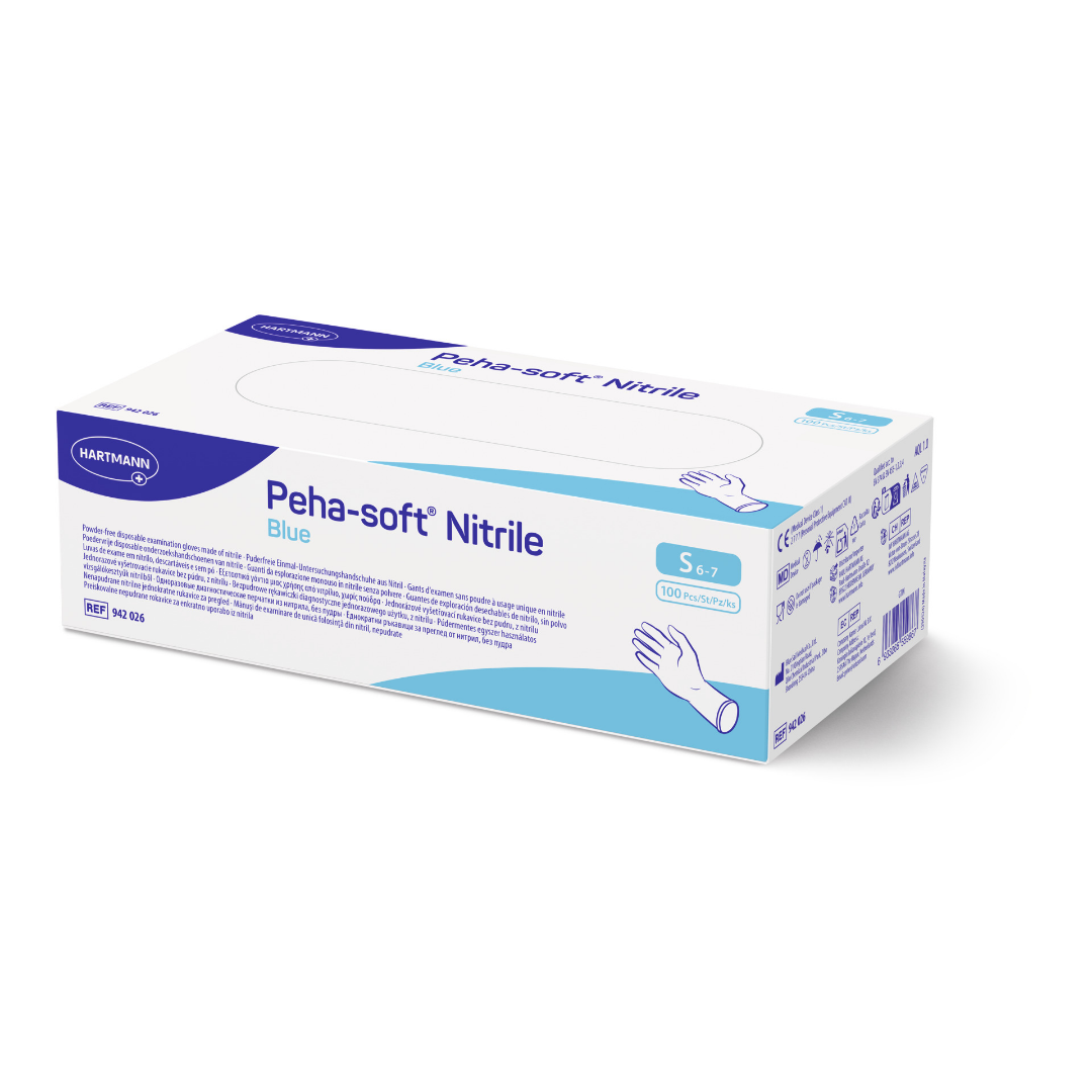 Peha-soft Nitrile blue Untersuchungshandschuhe, unsteril, Größe S, Packung mit 100 Stück