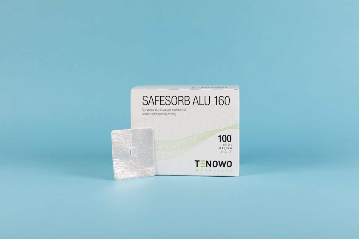 SafeSorb ALU Trachealkompresse Packung 100 Stück – steril, 8x9,3 cm