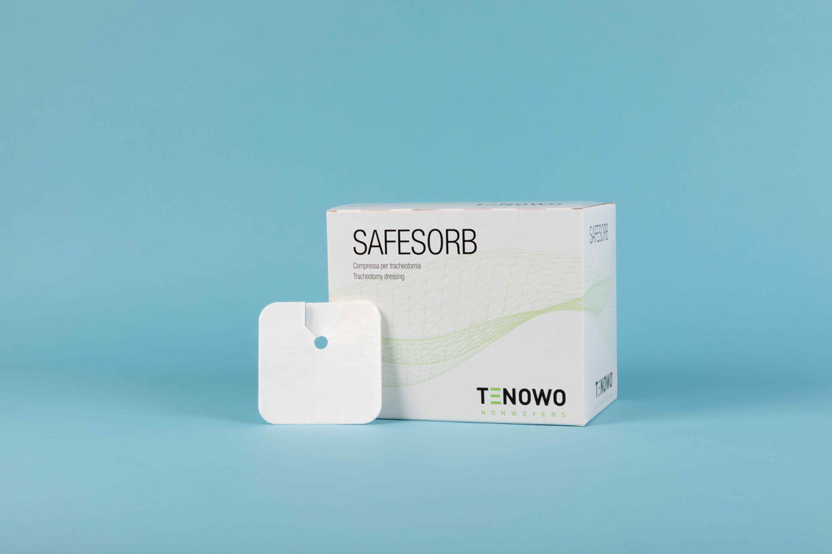 SafeSorb TP1 Trachealkompresse Packung 10 Stück – Viskose-Vliesstoff, 9,5x9,5 cm