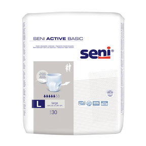 SENI Active Basic Large Inkontinenzpants 30 Stück Packung 100-135cm für leichte bis mittlere Inkontinenz bei KRB Homecare