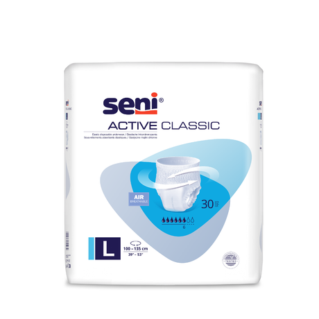 Seni Active Classic Inkontinenzpants Größe L (100–135 cm) 30 Stück Packung für mittlere Inkontinenz bei KRB HOMECARE