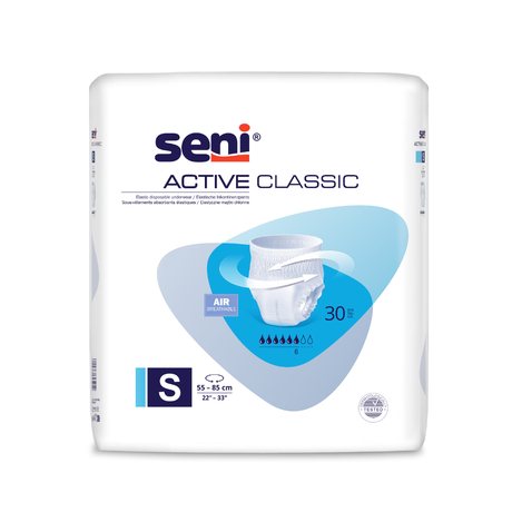 Seni Active Classic Inkontinenzpants Größe S (55–85 cm) 30 Stück Packung für mittlere Inkontinenz bei KRB HOMECARE