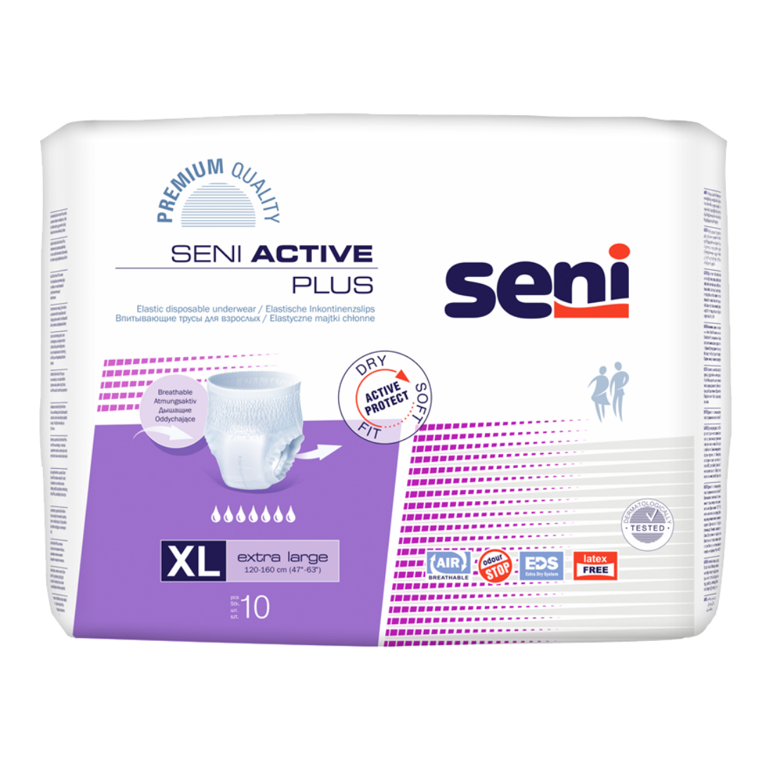 SENI Active Plus Extra Large Inkontinenzpants 2000ml 6 Stück 120-160cm für mittlere bis schwere Inkontinenz bei KRB Homecare