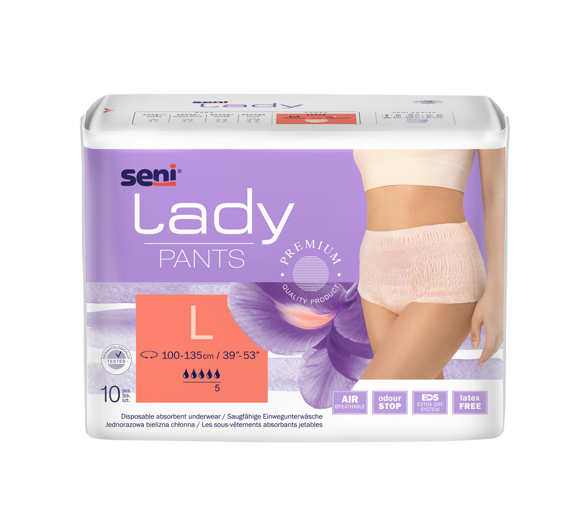 Seni Lady Pants Medium Einmalhosen 10 Stück Hüftumfang 80-110cm diskrete Inkontinenzhosen