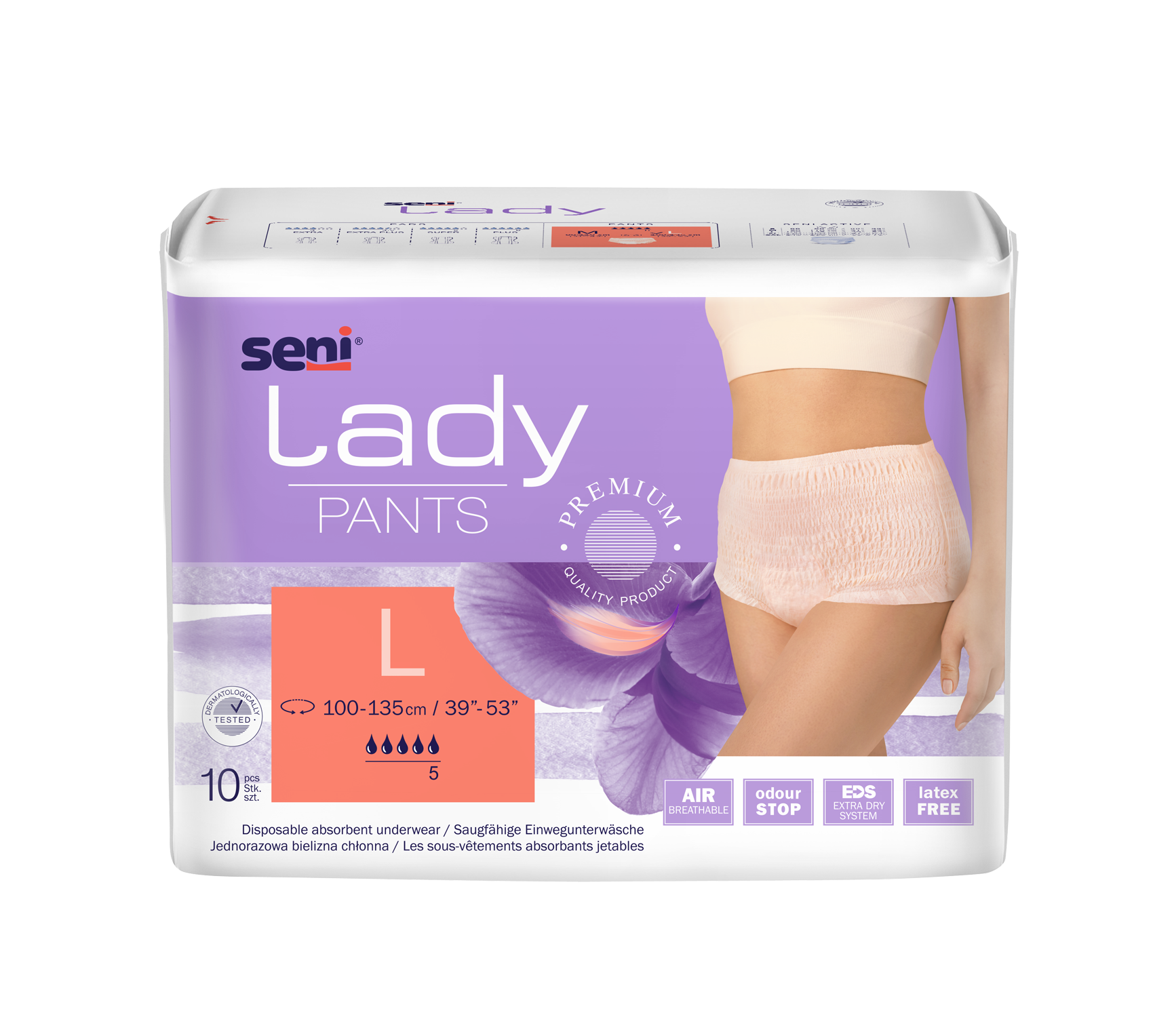 Seni Lady Pants Medium Einmalhosen 10 Stück Hüftumfang 80-110cm diskrete Inkontinenzhosen