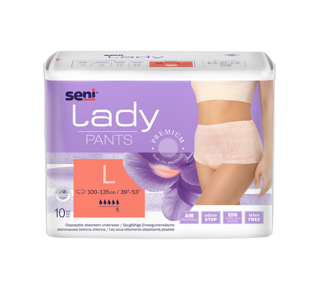 Seni Lady Pants Medium Einmalhosen 10 Stück Hüftumfang 80-110cm diskrete Inkontinenzhosen