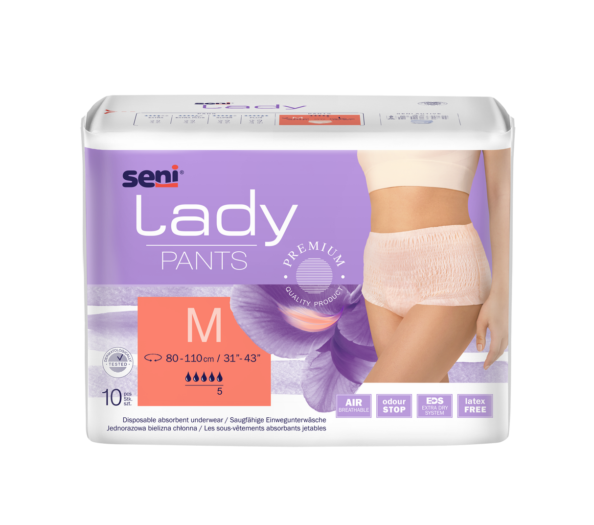 Seni Lady Pants Medium Einmalhosen 10 Stück Hüftumfang 80-110cm diskrete Inkontinenzhosen